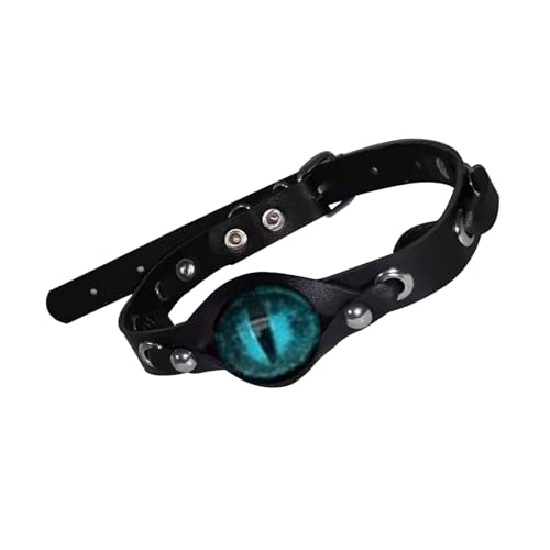 Psdndeww] Punk Style Choker Halskette mit bequemem haltbarem PU-Leder und Harz-Legierung mit Teufelsauge Handwerk von Psdndeww