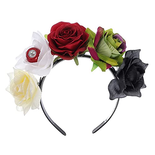 Psdndeww Rosentotenkopf-Kopfbedeckung, Blumenschädel-Haarband, rutschfest, Foto-Requisite für Strass, handgefertigt, Halloween, Gothic-Accessoire, Freiraum, Halloween-Dekoration Psdndeww Rosentotenkopf-Kopfbedeckung, Blumenschädel-Haarband, rutschfest, Foto-Requisite für Strass, handgefertigt, Halloween, Gothic-Accessoire, Freiraum, Halloween-Dekoration von Psdndeww