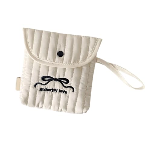 Psdndeww Stilvoller Baumwollpolyester Periode Essentielle Tasche Mit Dekorativen Bögen Design Kompakte Kosmetische Kosmetik Organisiert Für Frauen Mädchen Tragbare Menstruation Organizer Beutel von Psdndeww