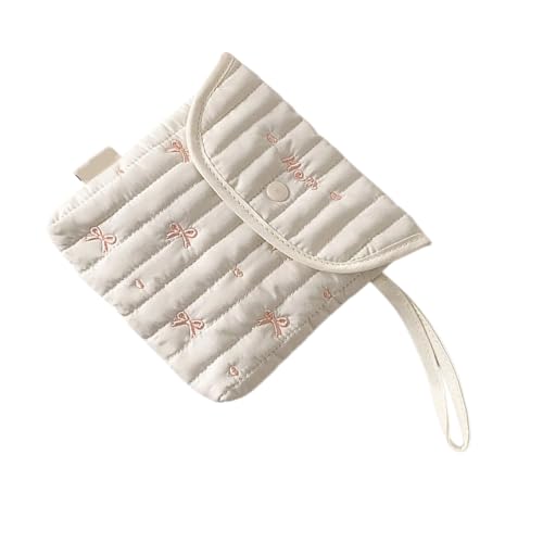 Psdndeww Stilvoller Baumwollpolyester Periode Essentielle Tasche Mit Dekorativen Bögen Design Kompakte Kosmetische Kosmetik Organisiert Für Frauen Mädchen Tragbare Menstruation Organizer Beutel von Psdndeww