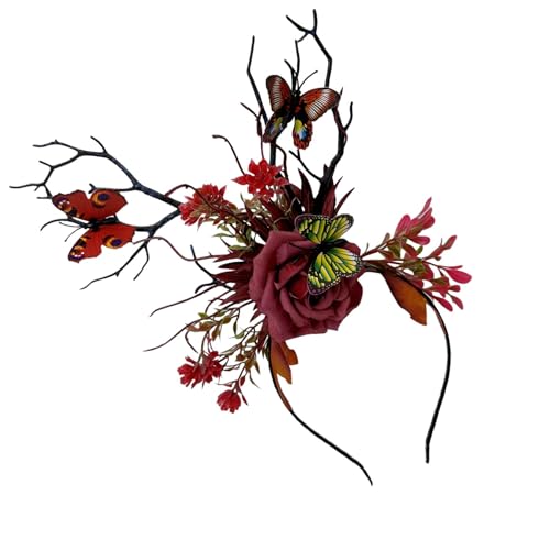 Psdndeww Stirnband, für Damen, Blumen-Stirnband, Halloween, Realistische Schmetterlings-Blumen-Accessoires für Partys von Psdndeww