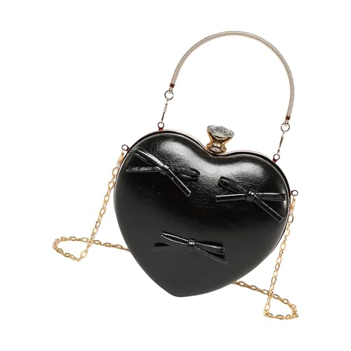 Psdndeww Stylish Heart Design Bögen Handtasche PU Abend Geldbeutel Umhängetaschen Mit Kette Für Abschlussball Anlass Halten Telefon Und Make Up Abendkupplung Geldbörse von Psdndeww