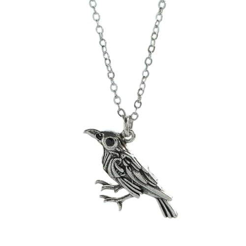 Psdndeww Vintage Inspire Crow Anhänger Halskette Punk Rock Accessoire Sturdy Alloy Kette Gothic Schmuck Für Frauen Punk Styles Krähenschmuck von Psdndeww