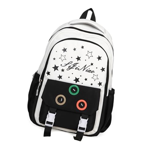 Student School Bag Travel Rucksack Ästhetic Star Print Korean Styles Casual Daypacks Für Girl Star Print School Tasche Gelegenheitsdaypäckchen Einfacher Rucksack von Psdndeww
