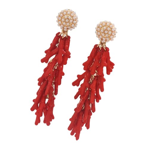 Zarte Korallen Inspirierte Perlen Ohrringe Leichte Harz Bauung Alltag Eleganter Schmuck Design Ohrringe von Psdndeww