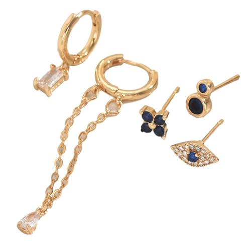 Zeitgenössische Minimale Ohrringe Set 5pcs Glitzernde Synthetische Steine ​​Metall Basis Lässig Bis Formelle Stile Einfache Stollen Ohrringe Für Frauen von Psdndeww
