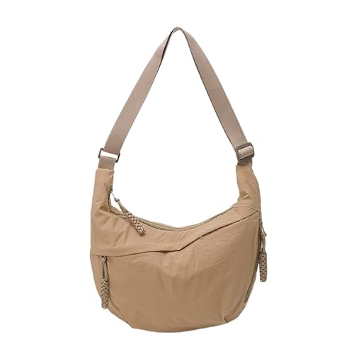 Nylon-Crossbody-Tasche, Damen-Halbmondtasche, Schultertaschen, Bauchtaschen mit Reißverschluss, leichte Knödelpackung, lässige SlingBag mit verstellbarem Riemen für Shopping, Reisen, Sandfarbe, 12.6 Nylon-Crossbody-Tasche, Damen-Halbmondtasche, Schultertaschen, Bauchtaschen mit Reißverschluss, leichte Knödelpackung, lässige SlingBag mit verstellbarem Riemen für Shopping, Reisen, Sandfarbe, 12.6 von PsraGoor
