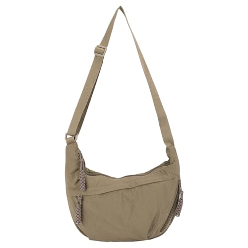 PsraGoor Nylon -Crossbody -Tasche, Frauen Crescent -Tasche, Umhängetaschen Penner mit Reißverschluss, Leichtweißhunger Pack Casual Slingbag mit verstellbarem Riemen für Einkaufsreisen (Khaki) von PsraGoor