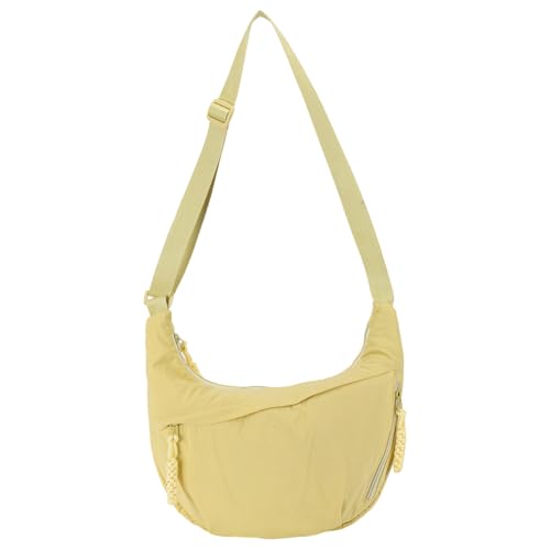 PsraGoor Nylon -Crossbody -Tasche, Frauen Crescent -Tasche, Umhängetaschen Penner mit Reißverschluss, Leichtweißhunger Pack Casual Slingbag mit verstellbarem Riemen zum Einkaufsreisen (gelb) von PsraGoor