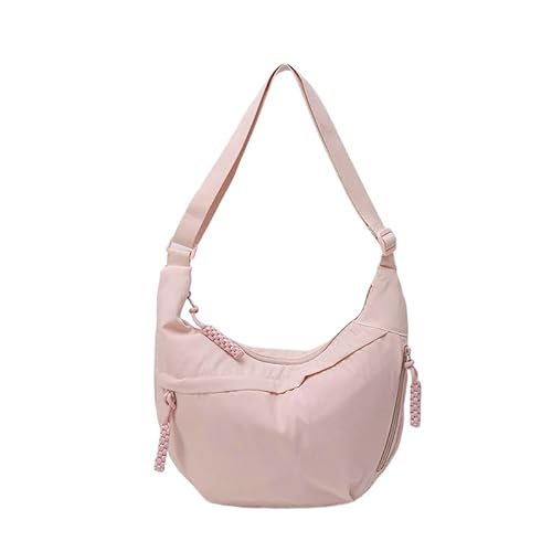 PsraGoor Nylon -Crossbody -Tasche, Frauen Crescent -Tasche, Umhängetaschen Penner mit Reißverschluss, Leichtweißhunger Pack Casual Slingsbag mit verstellbarem Riemen zum Einkaufsreisen (Rosa) von PsraGoor