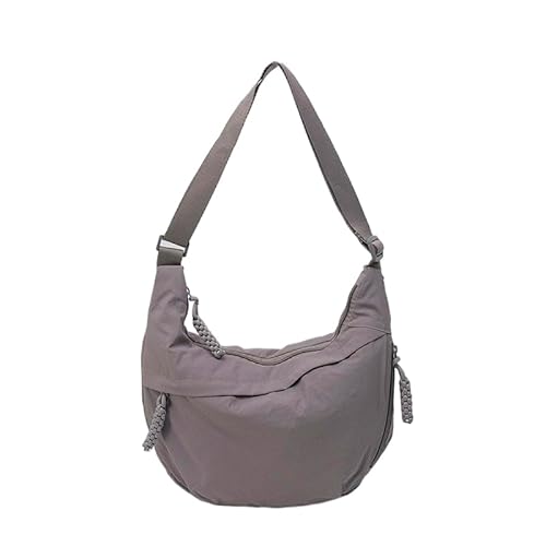PsraGoor Nylon -Crossbody -Tasche, Frauen Crescent -Tasche, Umhängetaschen Penner mit Reißverschluss, Leichtweißhunger Pack Casual Slingsbag mit verstellbarem Riemen zum Einkaufsreisen (grau) von PsraGoor