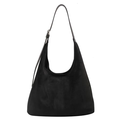 PsraGoor Wildleder -Umhängetasche Frauen, Retro Slouchy Tote Bag, große Kapazitäts -Crossbody -Taschen mit Kupplung, Casual Tote -Tasche für die Arbeit täglich Pendeln (schwarz) von PsraGoor