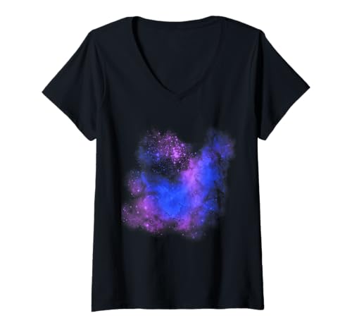 Damen Kosmisches Leinwandbild Trippy Nebula Space Lover T-Shirt mit V-Ausschnitt Damen Kosmisches Leinwandbild Trippy Nebula Space Lover T-Shirt mit V-Ausschnitt von Psychedelic Space Lover