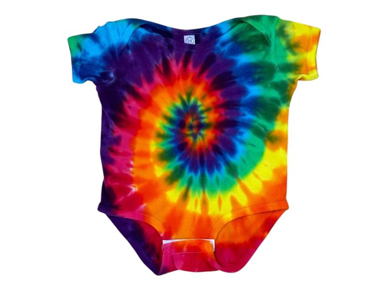 Baby Tie Dye Body Creeper Regenbogen Windrad Spiral Swirl Säugling Größen Neugeborene 6 12 18 24 Monate Handmade Outfit Psychedelic von PsychedelicCircus
