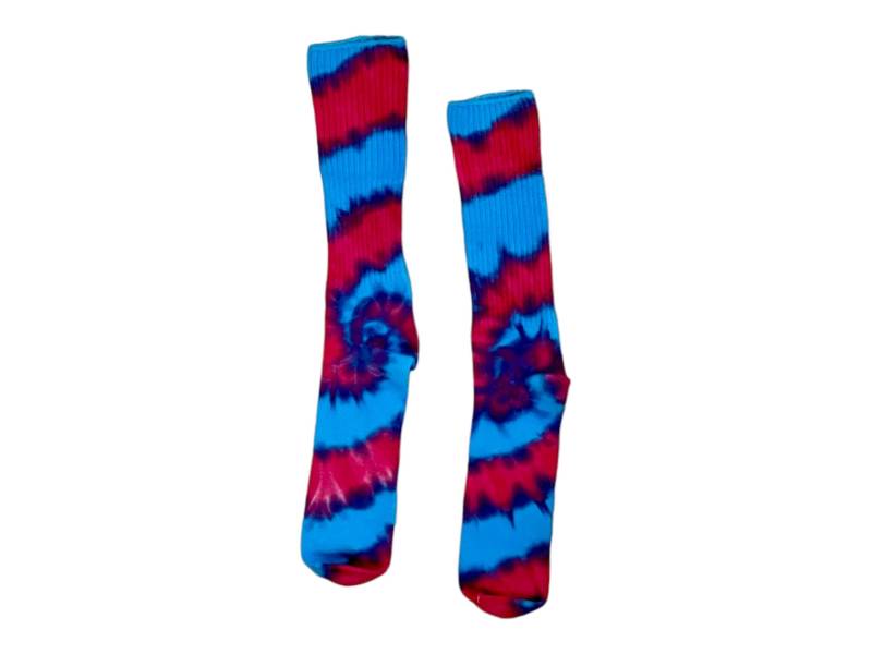 Batik Socken Aus Bambus Rosa Türkis Spirale Im Boho Style von PsychedelicCircus