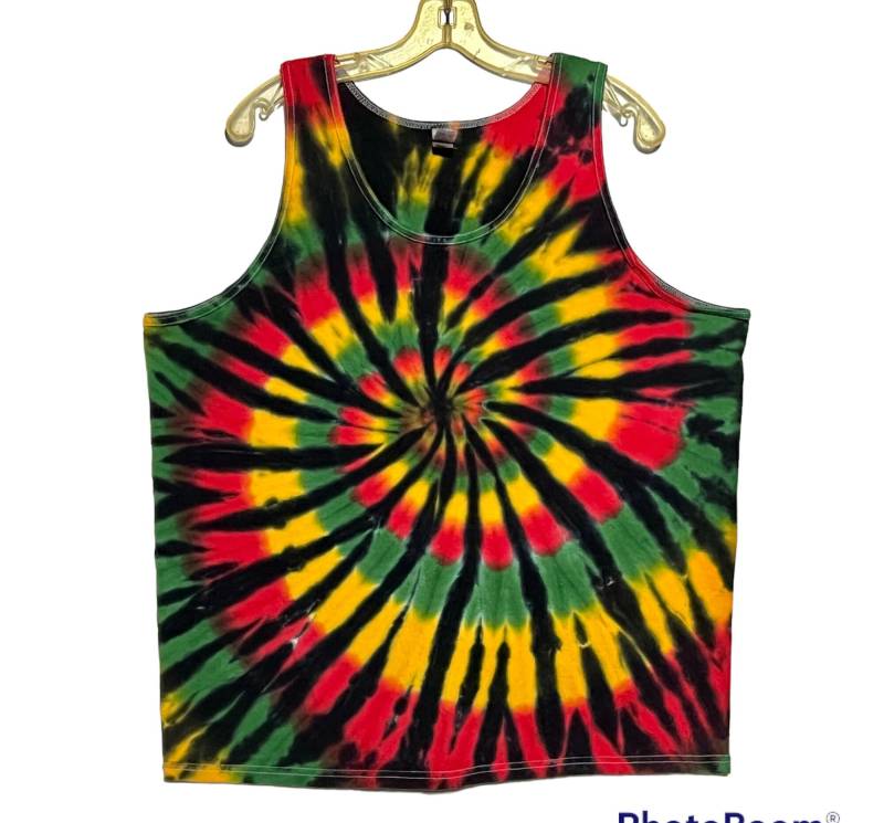 Rasta Tie Dye Tank Top Psychedelic Spiral Swirl Männer Sm Med Lg Xl 2X 3X Handmade Hippie Art Boho T / von PsychedelicCircus