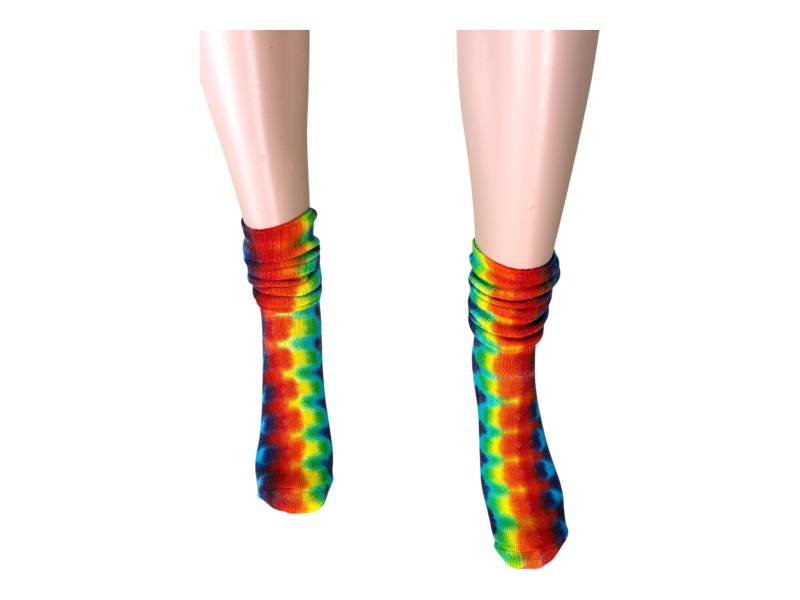 Regenbogen Batik Bambussocken Handgemacht Im Boho Hippiestil von PsychedelicCircus