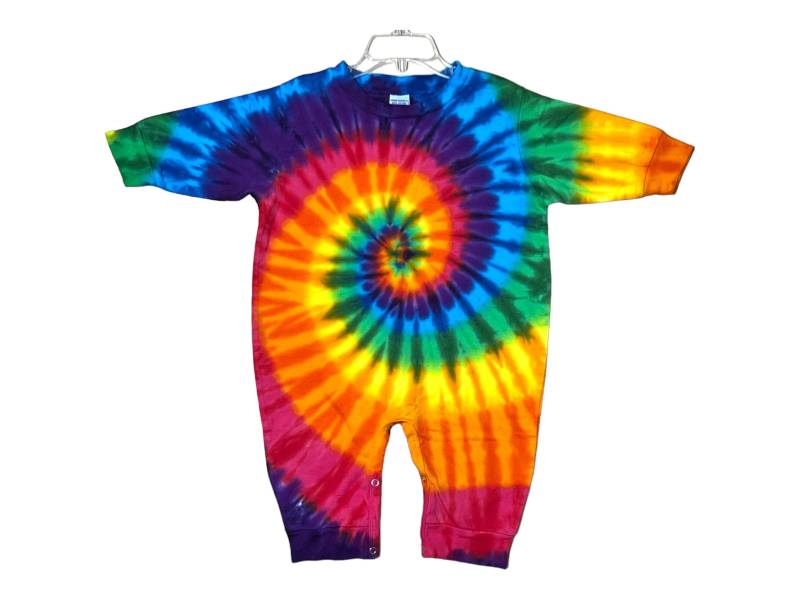Tie Dye Baby Strampler Regenbogen Windrad Spirale Swirl Langarm Handmade Outfit Säugling Größen 6 12 18 24 Monate Dusche Handmade Geschenk von PsychedelicCircus