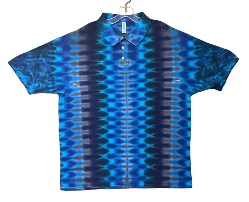 Tie Dye Golf Polo Psychedelic Blau Dna Wabenkunst Sport Shirt Erwachsene Klein Mittel Groß Xl 2X 3X 4X 5X Hippie Handgefertigt Handgefärbt von PsychedelicCircus
