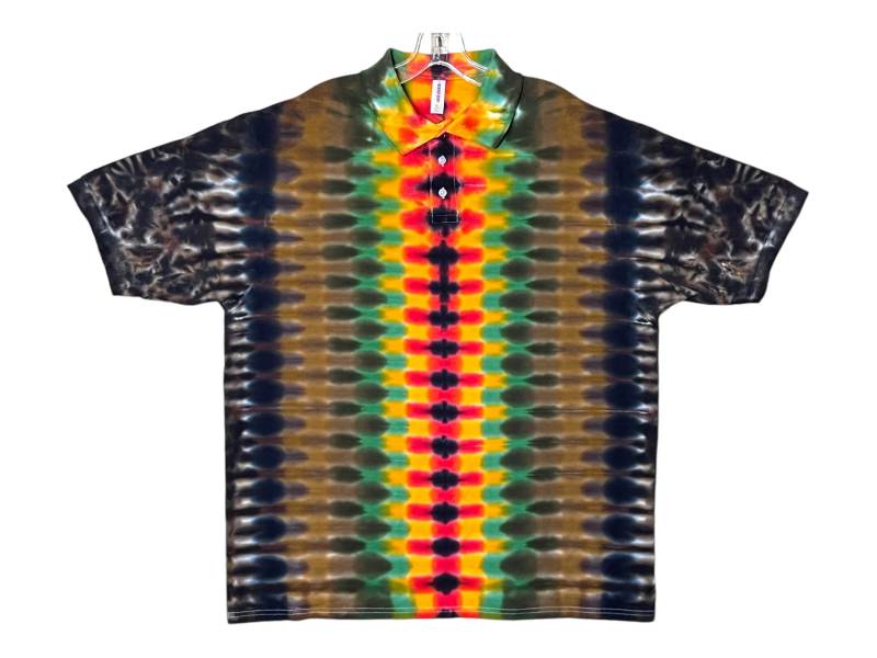 Tie Dye Golf Polo Rasta Dna Honeycomb Art Psychedelic Erwachsenen Sport Shirt Klein Mittel Groß Xl 2X 3X 4X 5X Hippie Handgefärbt Reggae von PsychedelicCircus