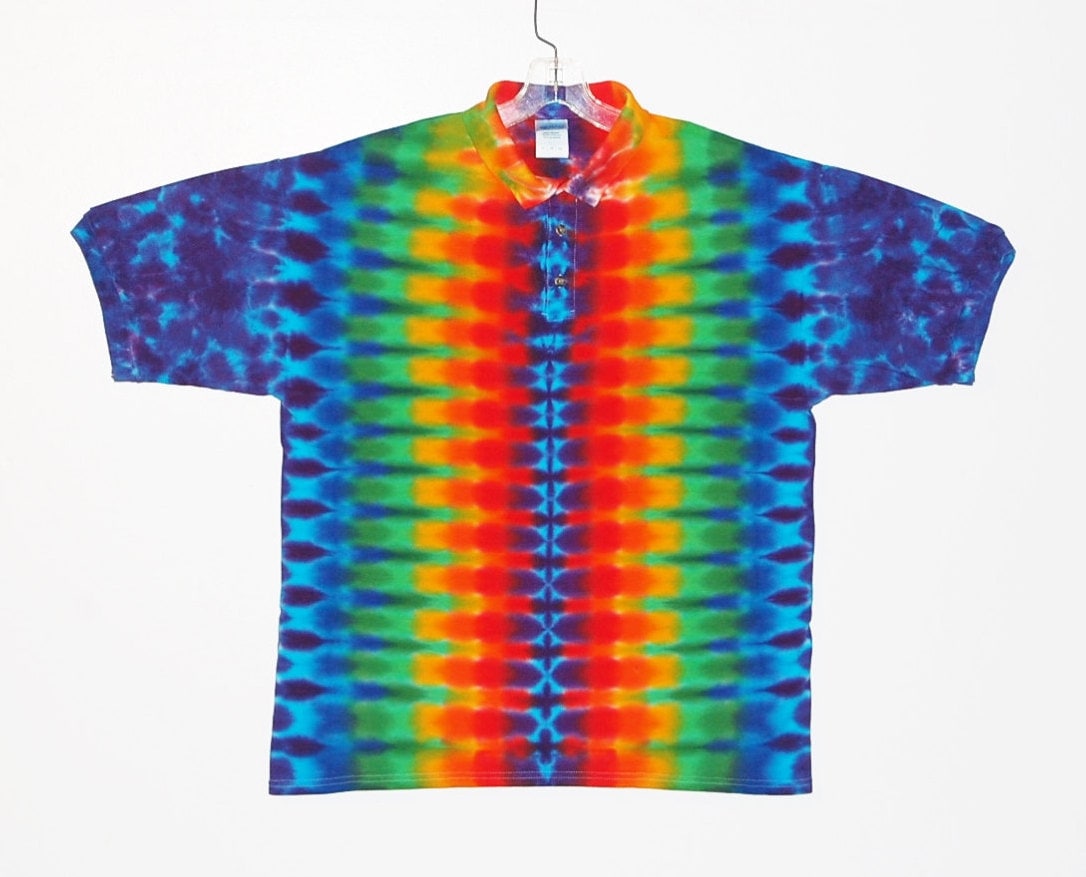 Tie Dye Golf Polo Regenbogen Dna Bienenwabe Kunst Psychedelic Sport Shirt Erwachsene Klein Mittel Groß Xl 2X 3X 4X 5X Hippie Handgefertigt von PsychedelicCircus