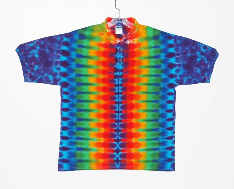 Tie Dye Golf Polo Regenbogen Dna Bienenwabe Kunst Psychedelic Sport Shirt Erwachsene Klein Mittel Groß Xl 2X 3X 4X 5X Hippie Handgefertigt von PsychedelicCircus
