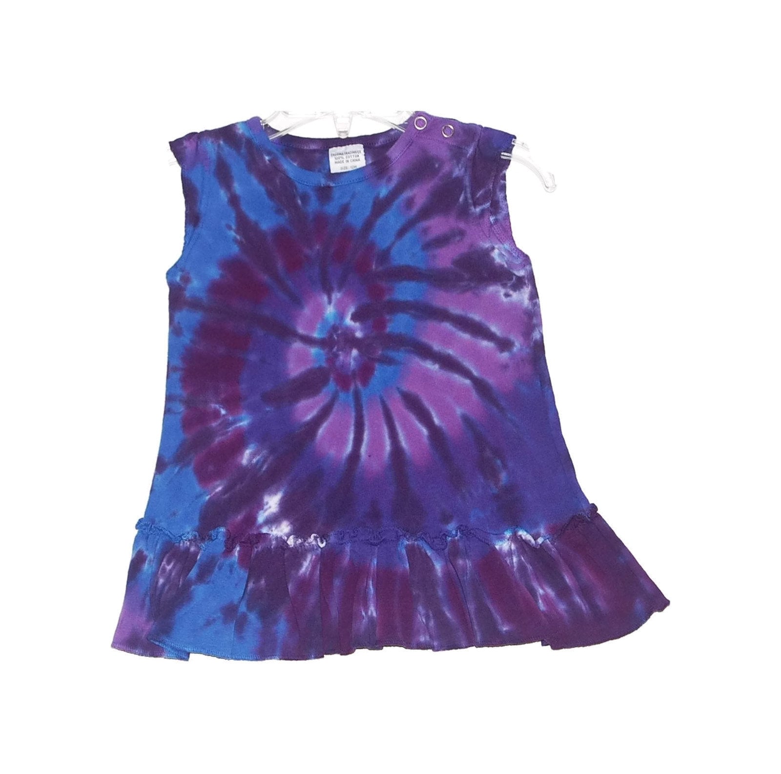 Tie Dye Kleid Lila Spiral Swirl Baby Mädchen Rüschen Säugling Größen 3 6 12 18 24 Monate Liebe Handgemacht Geschenk von PsychedelicCircus