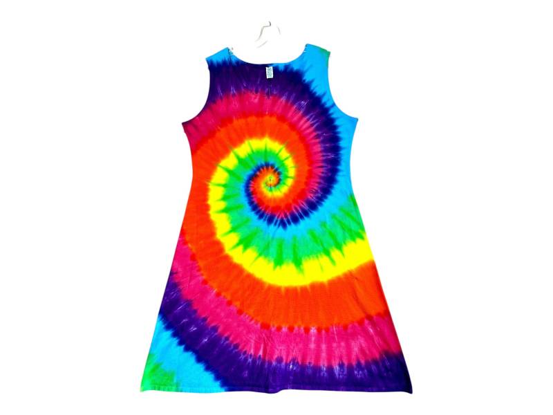 Tie Dye Kleid | Neon Regenbogen Spirale Swirl Tank Top Midi Oder Maxi Frauen Sm Med Lg Xl 2X 3X Handarbeit Handgefärbt Psychedelisch von PsychedelicCircus