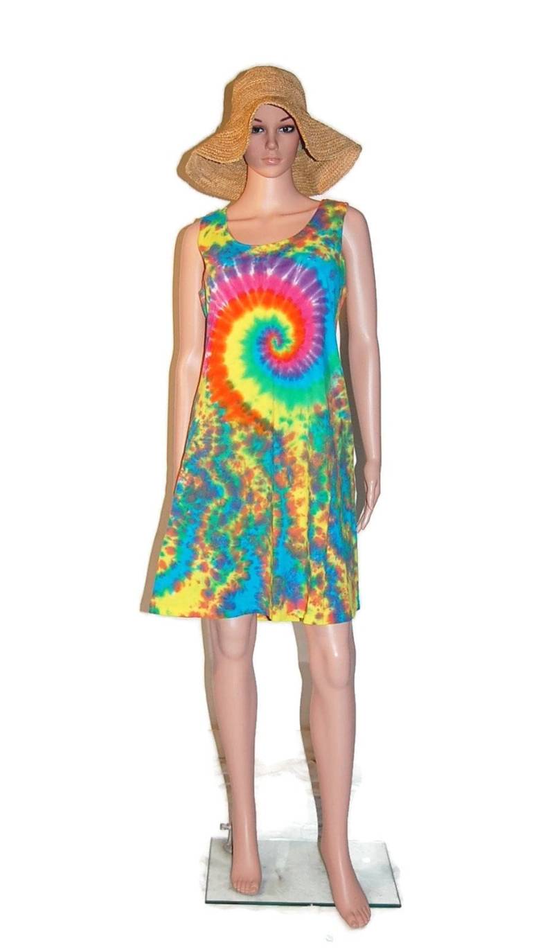 Tie Dye Mini Kleid Neon Regenbogen Spiral Blotter Psychedelic Tye Dye Damen Kurzes Tank Hippie Sm Med Lg Xl 2X 3X Handmade Love Tie Dye Mini Kleid Neon Regenbogen Spiral Blotter Psychedelic Tye Dye Damen Kurzes Tank Hippie Sm Med Lg Xl 2X 3X Handmade Love von PsychedelicCircus