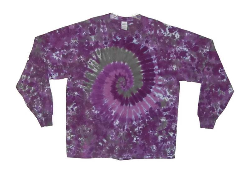 Tie Dye Shirt | Purple Moon Spiral Blotter Scrunch Langarm-Handgefertigtes T-Shirt Klein Mittel Groß Xl 2X 3X 4X 5X 6X Psychedelisch von PsychedelicCircus