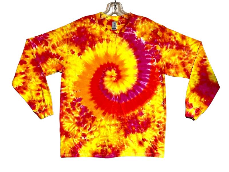 Tie Dye Shirt | Sunflower Spiral Swirl Blotter Scrunch Langarm Handmade T-Shirt Klein Mittel Groß Xl 2X 3X 4X 5X 6X Psychedelisch von PsychedelicCircus