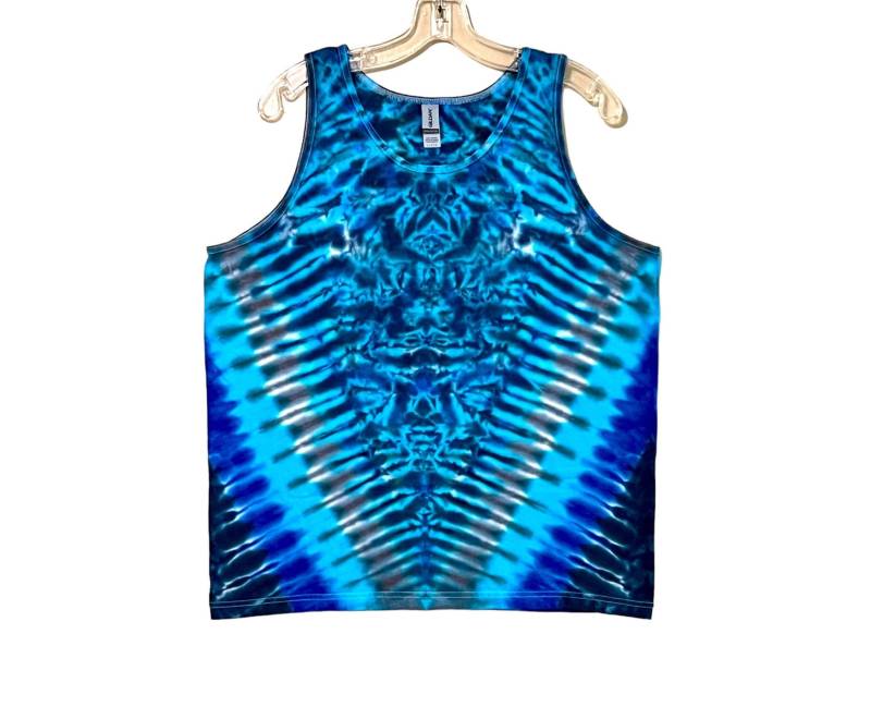 Tie Dye Tank Top Blau V Blotter Scrunch Tye Herren Sm Med Lg Xl 2X 3X Handgemacht Hippie Art Boho Psychedelic Zirkuskunst von PsychedelicCircus
