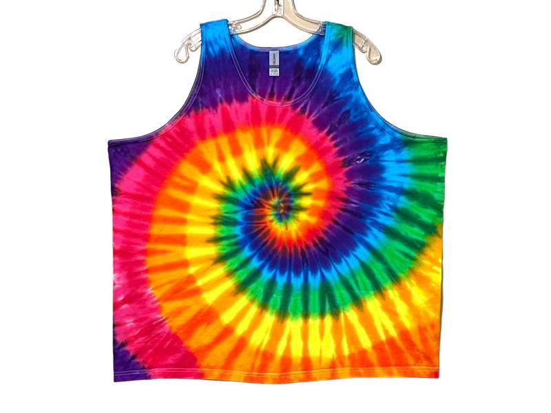 Tie Dye Tank Top Regenbogen Pinwheel Spiral Swirl Tye Dye Herren Handgemachtes Tanktop Sm Med Lg Xl 2X 3X Hippie Boho Psychedelic Zirkuskunst von PsychedelicCircus