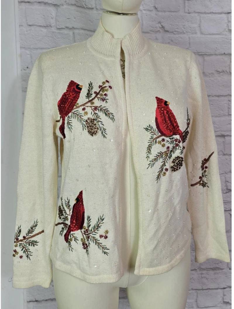 Weihnachts Pullover 90Er Perlen Pailletten Cardinals Cardigan Novelty Ugly Ornaments 1980S Rot Gr. M Weihnachts Pullover 90Er Perlen Pailletten Cardinals Cardigan Novelty Ugly Ornaments 1980S Rot Gr. M von PsychedelicPinup