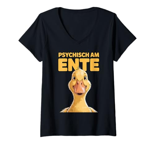 Damen Psychisch Am Ente T-Shirt mit V-Ausschnitt von Psychisch Am Ente