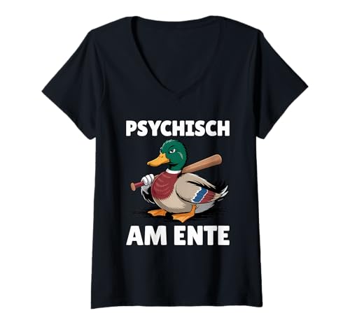Damen Psychisch Am Ente T-Shirt mit V-Ausschnitt von Psychisch Am Ente