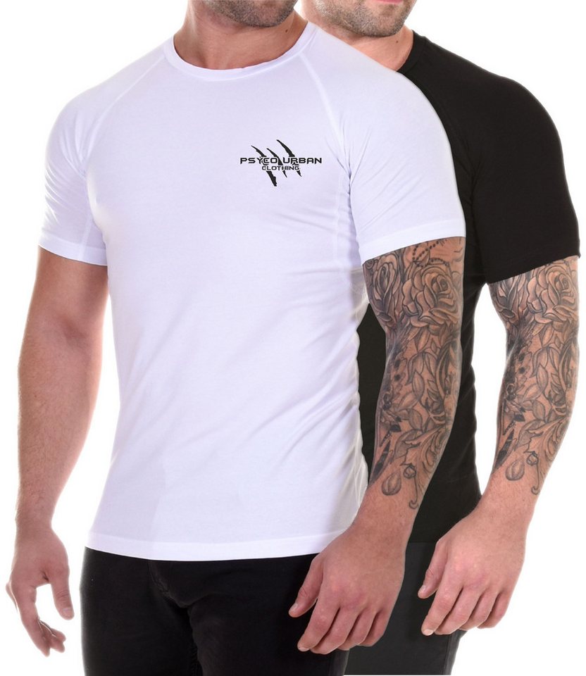 Psycho Urban Print-Shirt (Set) Basic Fitness T-Shirt im Doppelpack von Psycho Urban