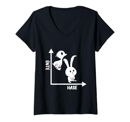 Damen Psychologie Ente Hase Psychologen Humor T-Shirt mit V-Ausschnitt von Psychologie Geschenke & Sprüche