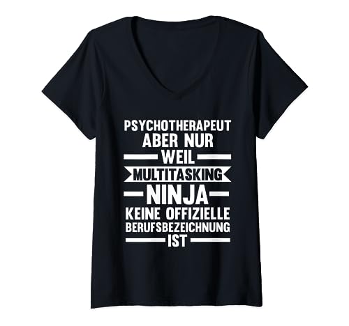 Psychologie Psychotherapeut Geschenk T-Shirt mit V-Ausschnitt für Damen, Psychotherapeuten, Interessenten an Psychologie, Schwarz, S von Psychologie Psychotherapeut Geschenk