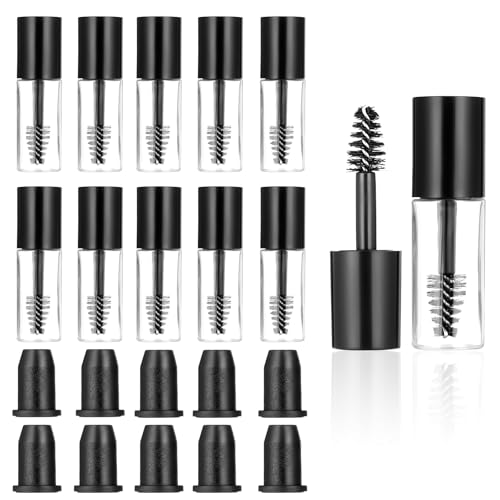 10 Stück Leere Mascara-Tube mit Wimpern Mini 3ml Leere Mascara Flaschen Zauberstab Nachfüllbare Klare Flaschen Klare Mascaras Tube mit Stäben für DIY Kosmetik (Schwarz) von Psyqtsuary