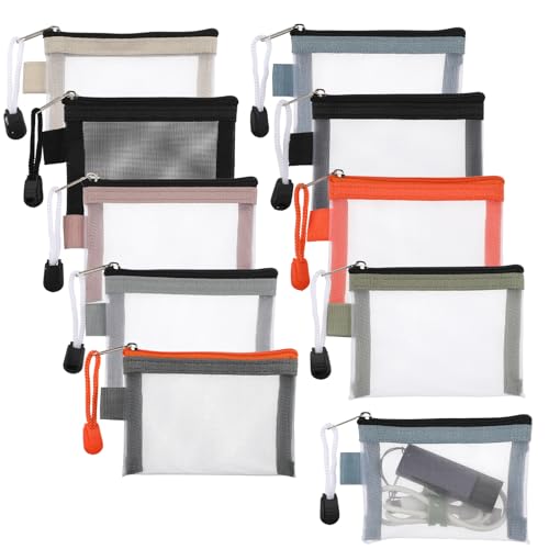 9 Stück Mini-Kulturbeutel Mit Reißverschluss Netztasche, Kleine Netz Geldbörse Kosmetikkoffer Aufbewahrung Tasche Kleine Netztasche Mit Reißverschluss Für Lippenstift Kopfhörer von Psyqtsuary