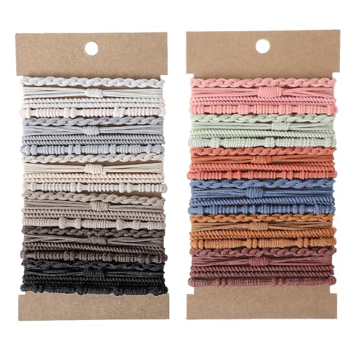 Boho Haargummi Damen, 48 Stück Bunt Scrunchies Elastische Hair Ties Niedlich Dünne Haargummis Zopfgummis Damen Haargummi Armband Haarband Geflochten für Damen Mädchen Dünnes Haar Schweres Haar von Psyqtsuary