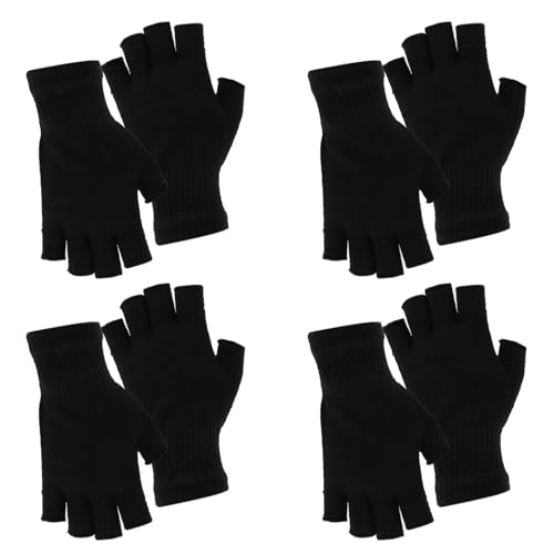 Fingerlose Handschuhe 4 Paare Fingerless Gloves Unisex Baumwollstrick Handschuhe Ohne Finger Schwarze Handschuhe Fingerlos Warme Winter Fingerlose Handschuhe Herren Damen, für Tippen Arbeit Fahren von Psyqtsuary