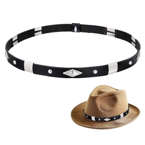 Psyqtsuary Hutbänder für Damen, Cowboyhut-Band, Cowboyhut-Bänder für Herren, klassischer elastischer Hutgürtel für Damen, Cowgirl-Hut, Fedora, Panamahut für Herren, Cowgirl, Schwarz, 60 cm von Psyqtsuary