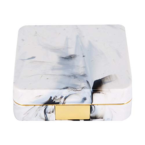 Einweichen Kontaktlinsenbehälter Mini Reise Tragbarer Spiegel Mit Marmoroberfläche Quadratischer Behälterhalter Für Frauen Geschenk 6,7 X 6,7 X 2,3 Cm(Gold) von Psytfei