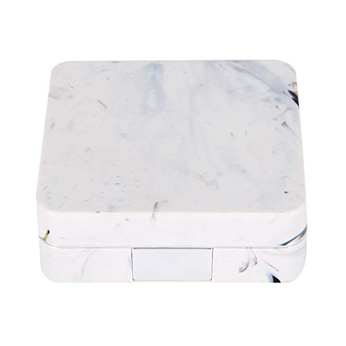 Einweichen Kontaktlinsenbehälter Mini Reise Tragbarer Spiegel Mit Marmoroberfläche Quadratischer Behälterhalter Für Frauen Geschenk 6,7 X 6,7 X 2,3 Cm(Splitter) von Psytfei
