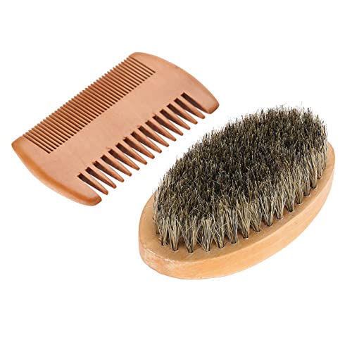 Herren Barts Bart Oval Comb Facial Bart Clean Cleaning Kit Wild Schweinefleischverknüpfung Bart und Holzkammpflege Kit von Psytfei