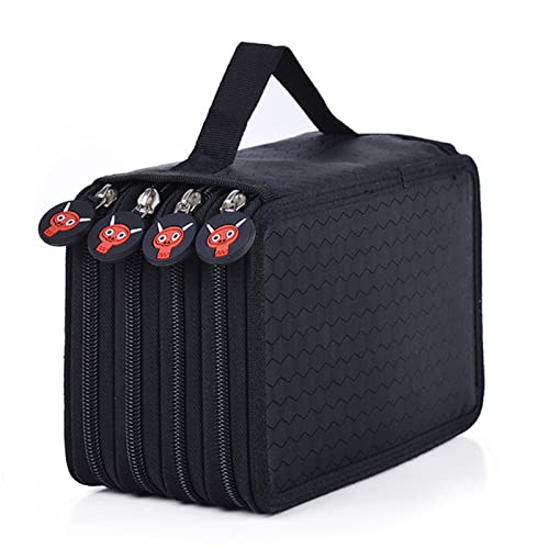 Psytfei Federmäppchen Mit Großer Kapazität, 72 Löcher, Doppelreißverschluss, Aufbewahrungstasche, Fächer, Tragbar, Multifunktionale Tasche, Schreibtisch-Organizer(Black) von Psytfei