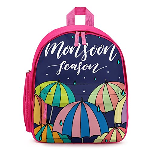 Kleiner Schulrucksack für Mädchen Leichte Tagesrucksack Unisex Kinderrucksack Geschenk für Schulanfang Monsun-Regenschirm von Pt'amour