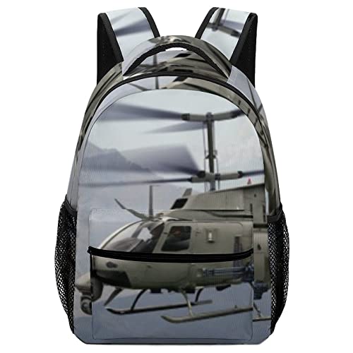 Personalisierte Schulrucksack Mädchen Teenager Daypack Lässiger Kinderrucksack für Schule Reisen Freizeit Hubschrauber von Pt'amour